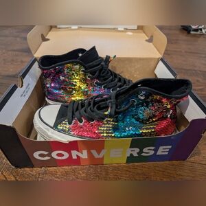Converse Chuck 70 Pride Rainbow Sequin High Top Sneakers